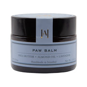 Homemade Aromaterapi Paw Balm jar with shea butter almond oil and lavender