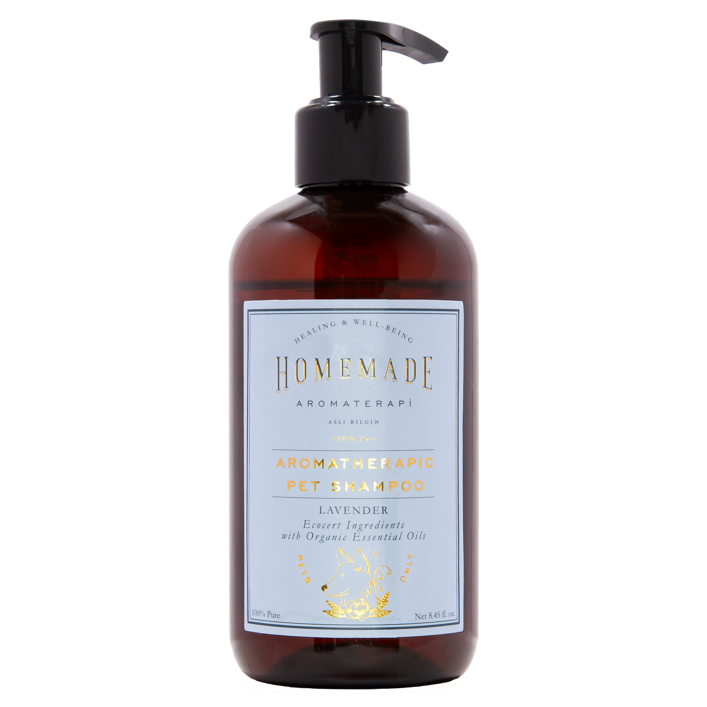 HMA | Aromatherapic Pet Shampoo for Dogs | EcoCert Lavender | 8.4 FL Oz. | HomeMade Aromaterapi