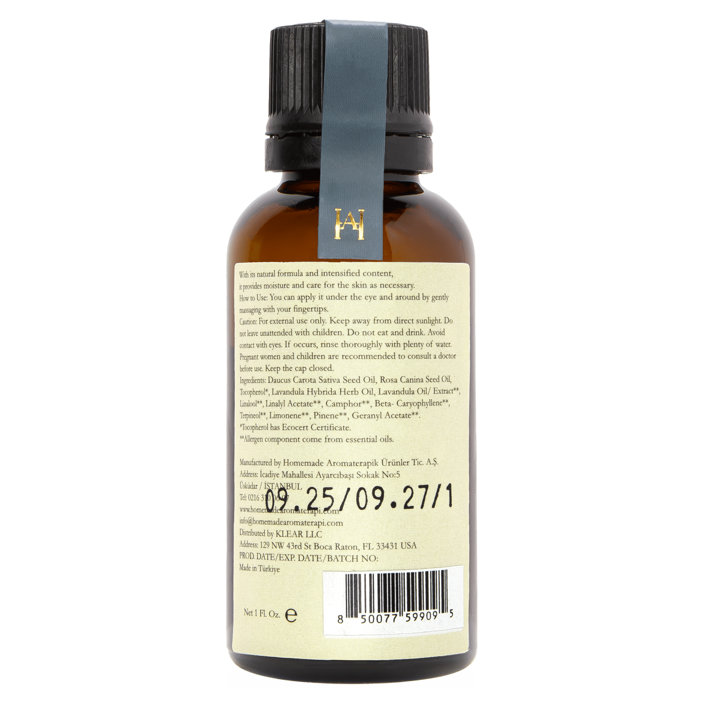 HMA | Under Eye Serum | Carrot Seed + Rosehip + Lavender | 1 FL Oz. | HomeMade Aromaterapi - Klearus