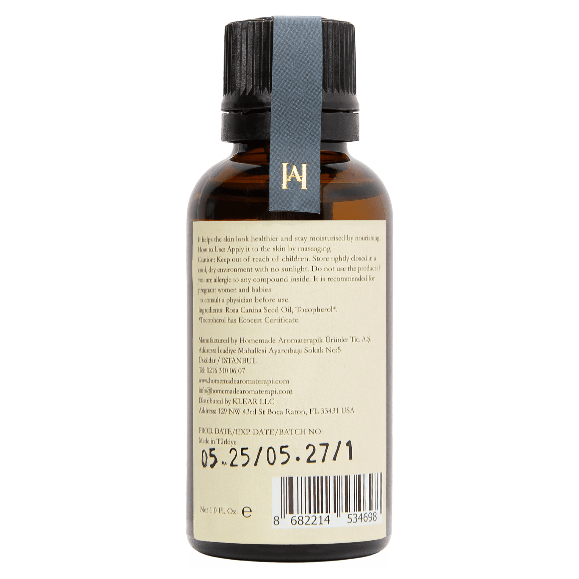 Homemade Aromaterapi | Cold Pressed Rosehip Oil | 1.0 FL Oz.