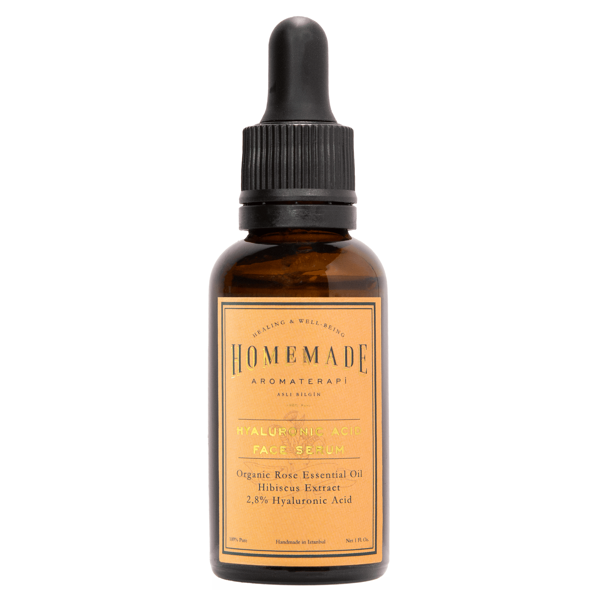 Homemade Aromaterapi | Hyaluronic Acid Face Serum | Rose + Hibiscus + 2.8% HA | 1 FL Oz.