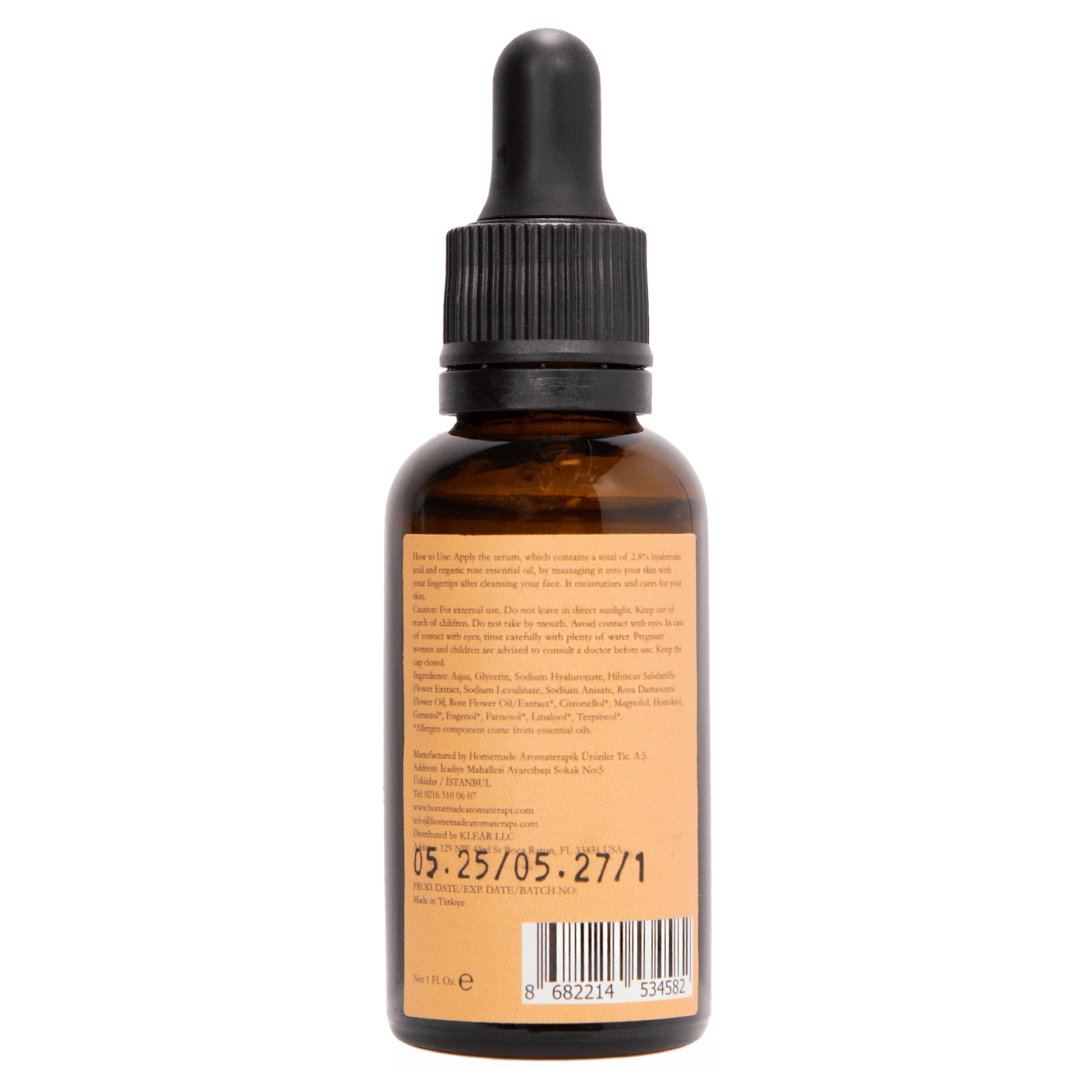 Homemade Aromaterapi | Hyaluronic Acid Face Serum | Rose + Hibiscus + 2.8% HA | 1 FL Oz.