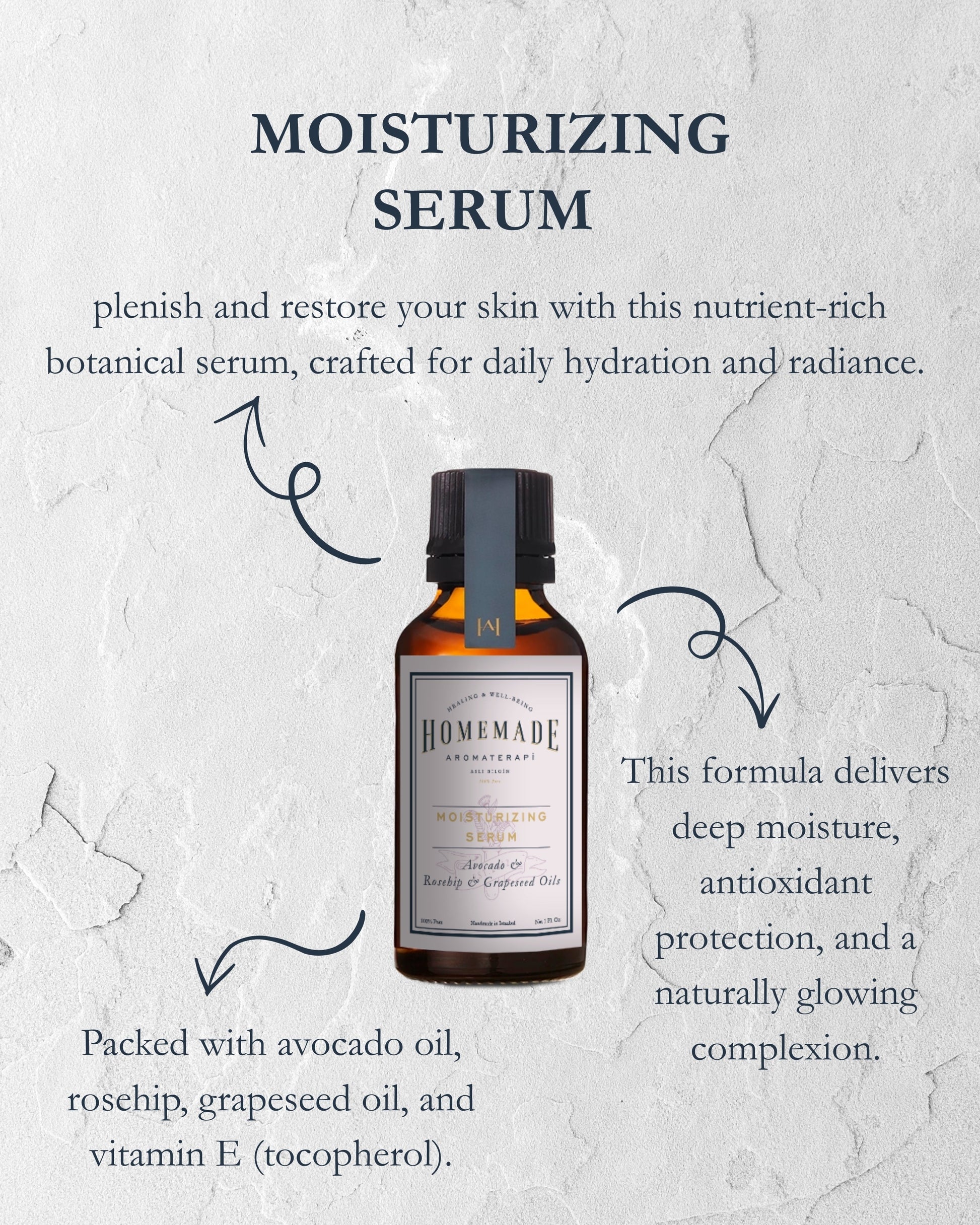 Homemade Aromaterapi | Moisturizing Serum – Avocado + Rosehip + Grapeseed – 30ml - Klearus