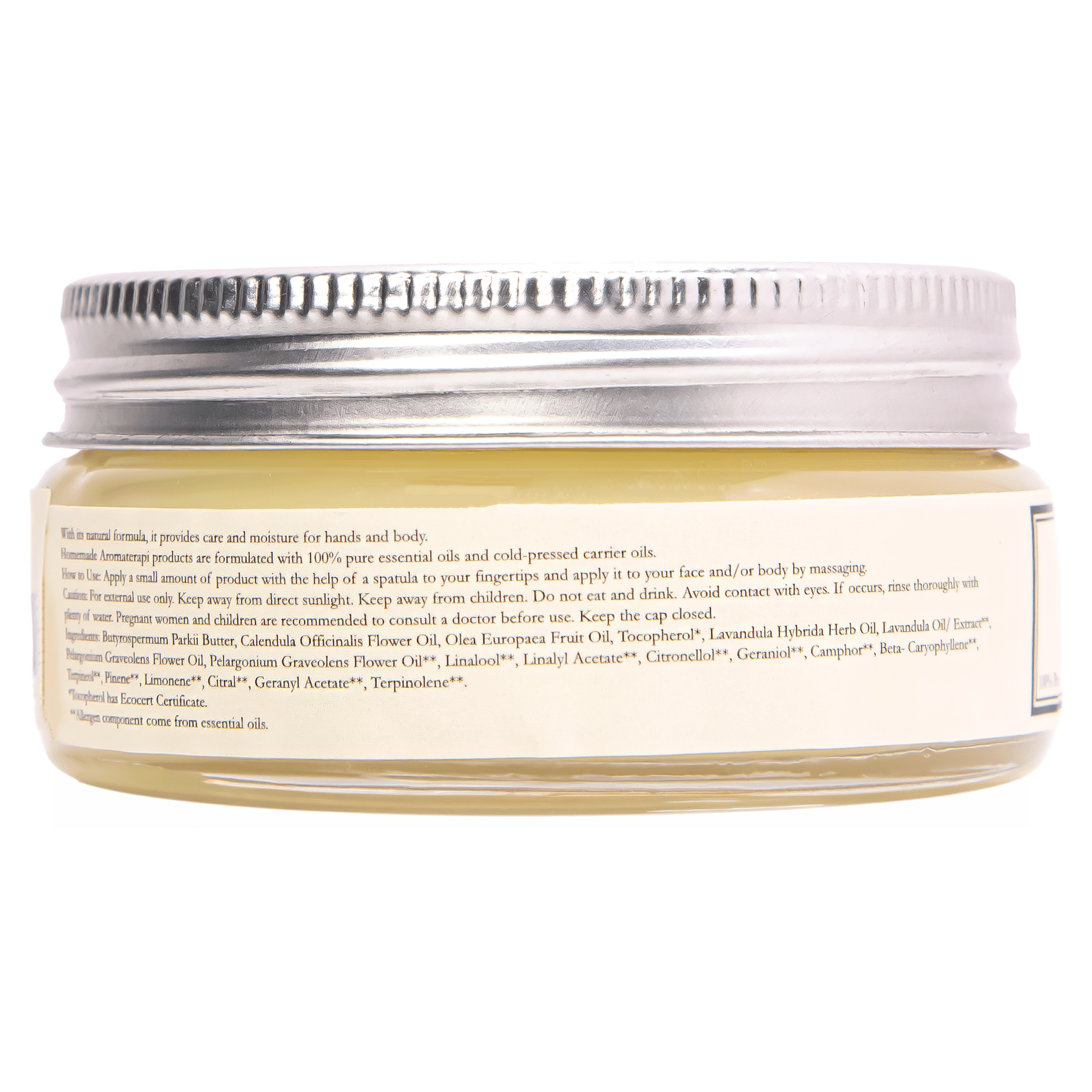 Homemade Aromaterapi | Shea Butter Hand Cream | Geranium + Lavender | 1.41 oz