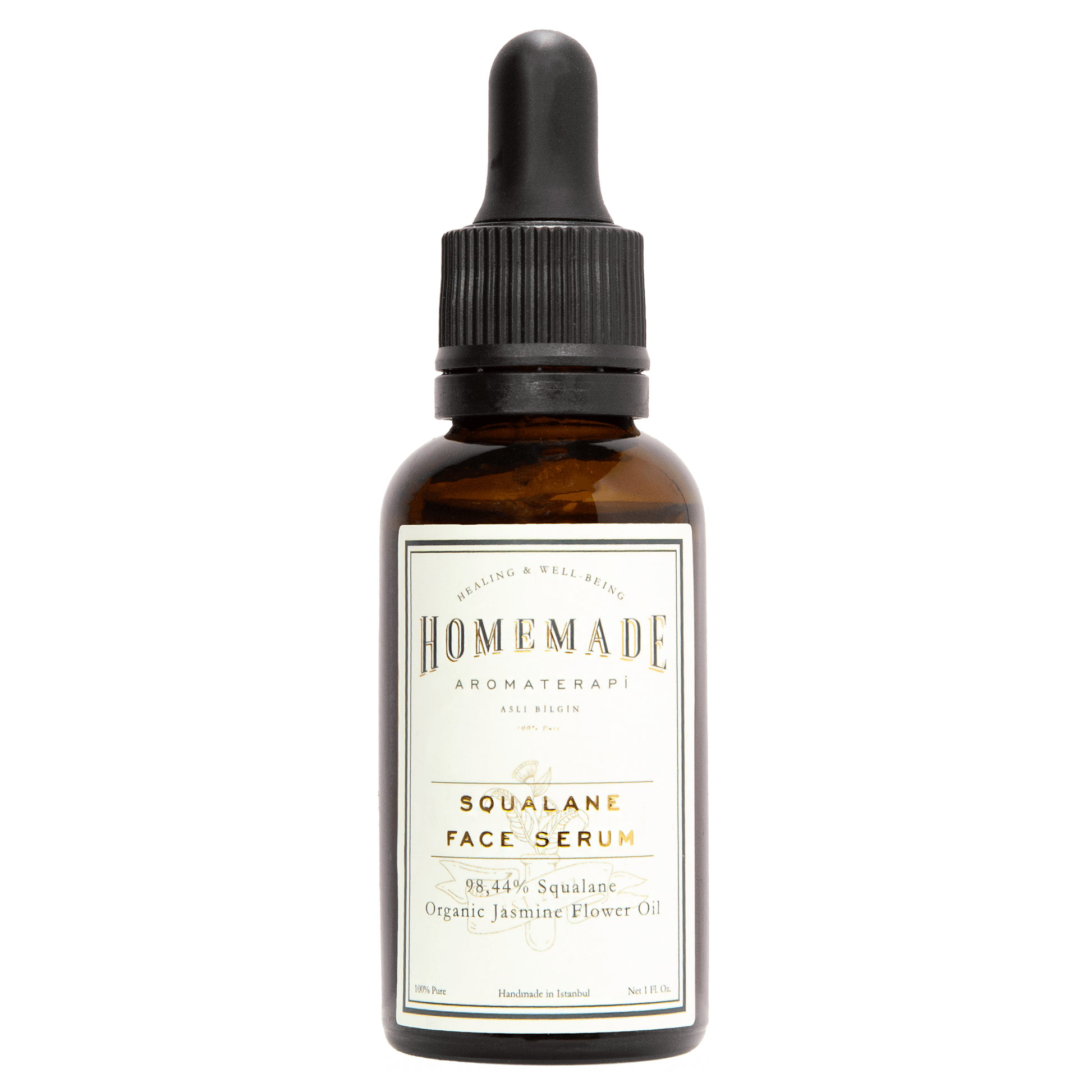 Homemade Aromaterapi | Squalane Face Serum | Jasmine Flower Oil + 99% Olive - Derived Squalane | 1 FL Oz.