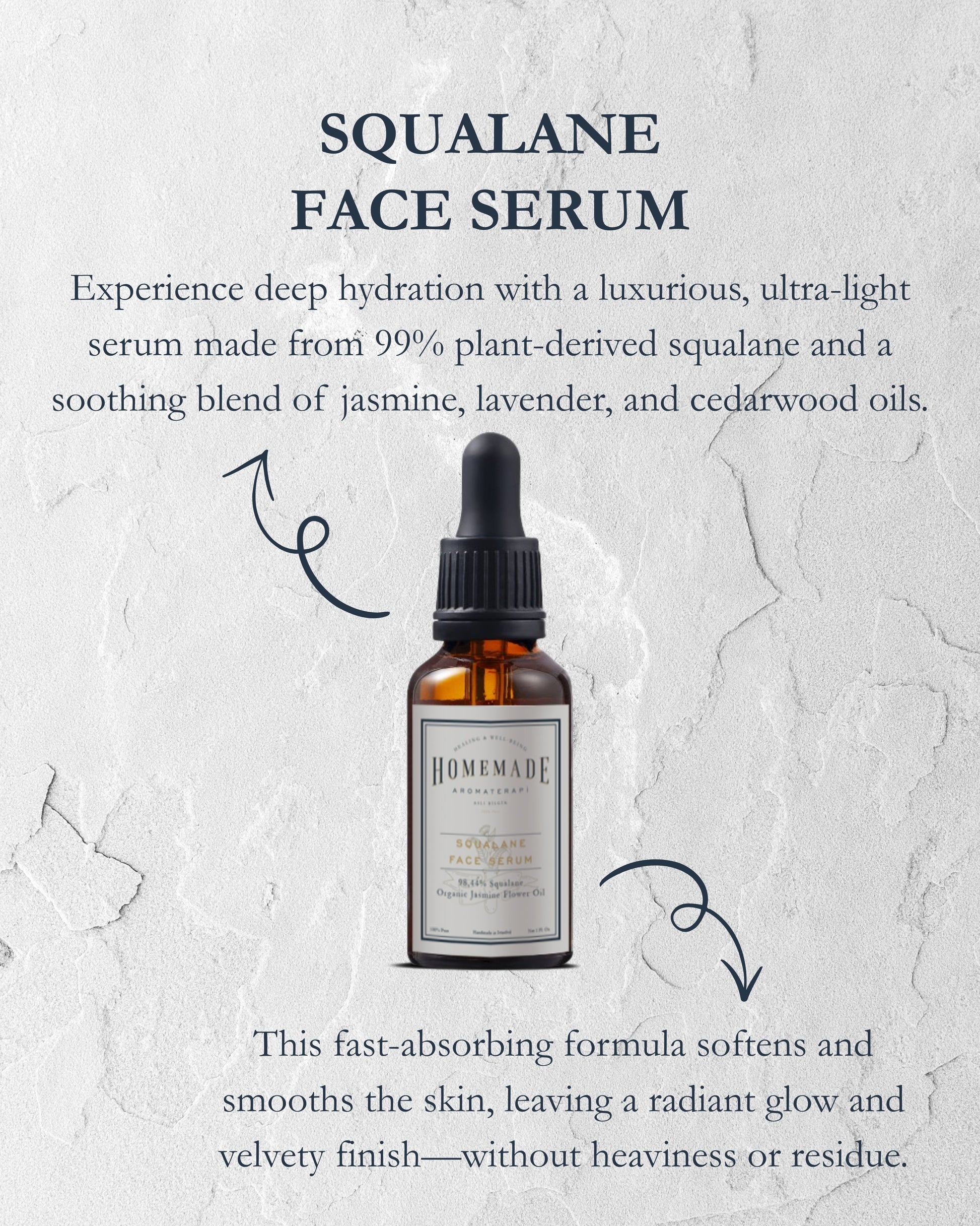 Homemade Aromaterapi | Squalane Face Serum – Jasmine Flower Oil + 99% Olive - Derived Squalane – 30ml - Klearus