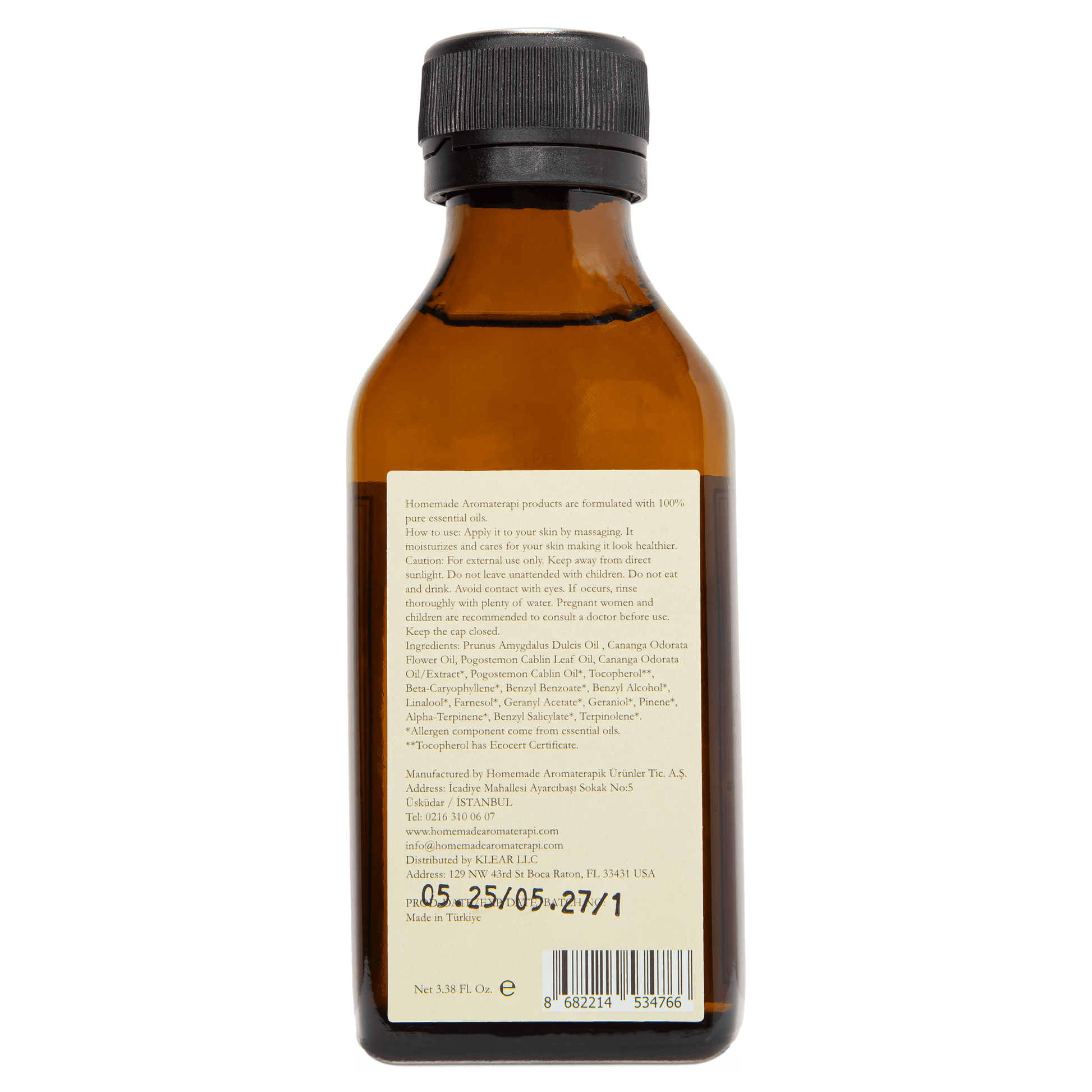 Homemade Aromaterapi | Ylang Ylang Massage Oil | Sensual Floral + Cold Pressed Almond Oil | 3.38 FL Oz.