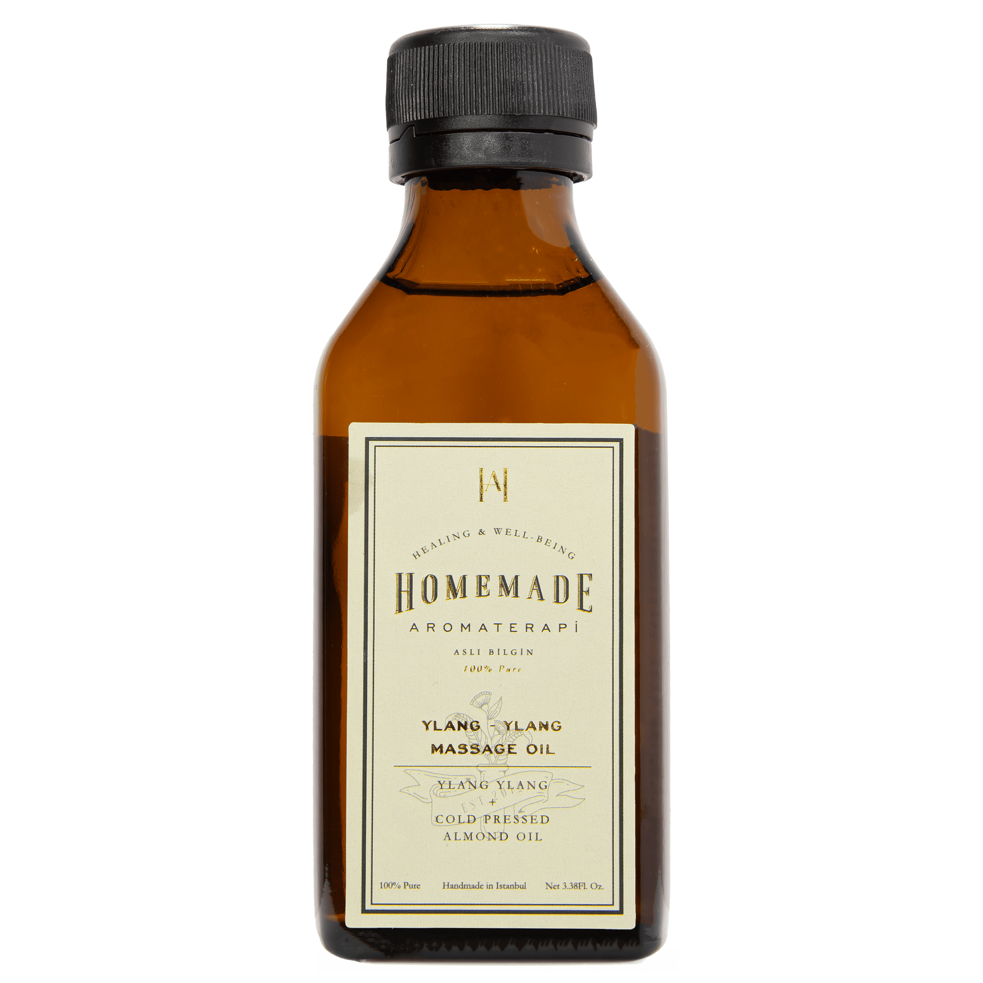 Homemade Aromaterapi | Ylang Ylang Massage Oil | Sensual Floral + Cold Pressed Almond Oil | 3.38 FL Oz.
