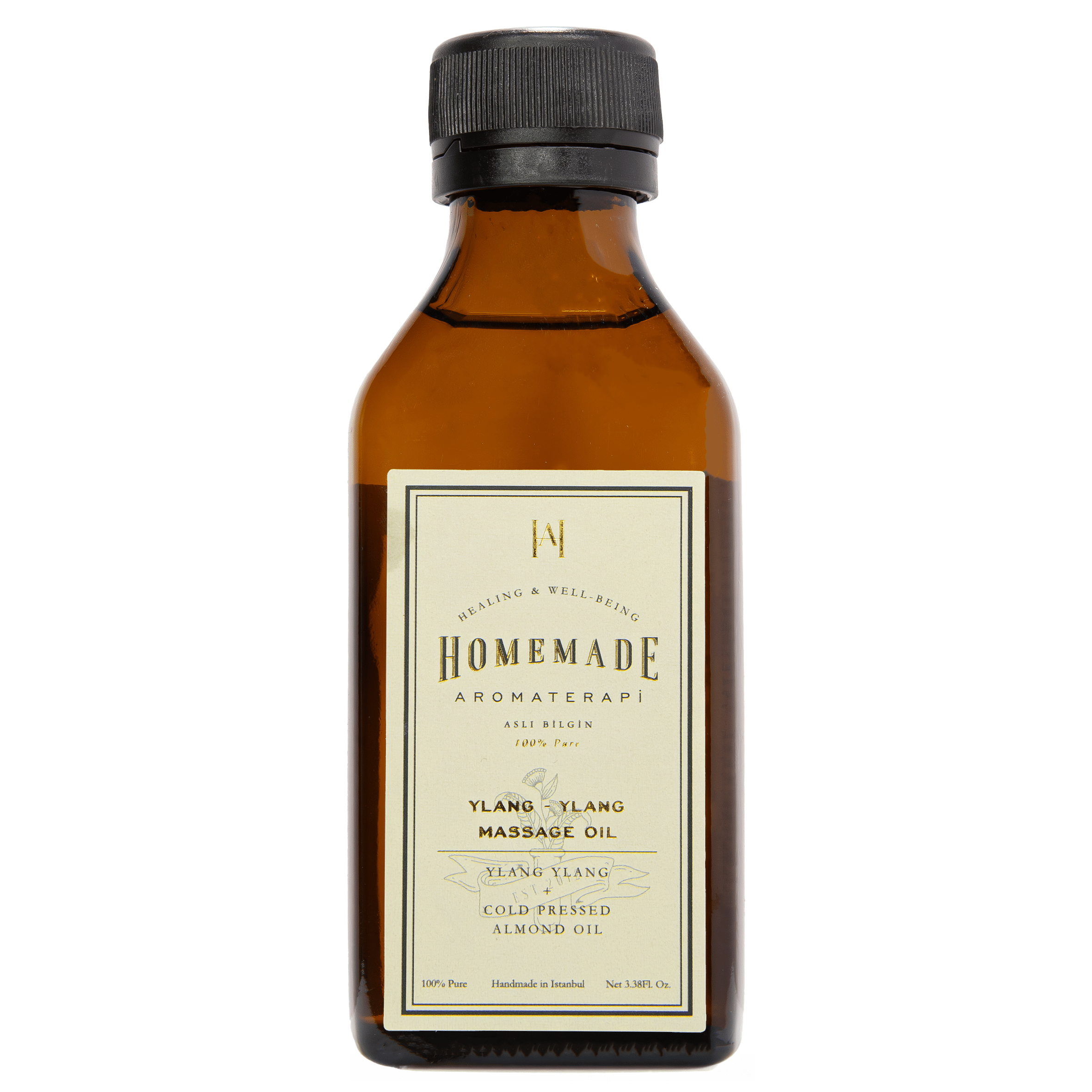 Homemade Aromaterapi | Ylang Ylang Massage Oil | Sensual Floral + Cold Pressed Almond Oil | 3.38 FL Oz.